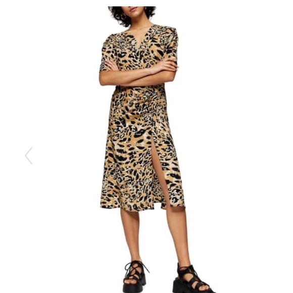 Topshop Leopard Dress - size 4 - Picture 1 of 10